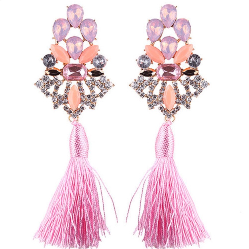 Large statement drop tassel earrings